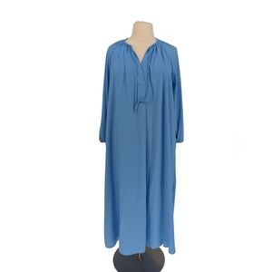 00037 H&M Shift Tunic Midi Dress Blue size XL bohemian coastalcore spring pocket